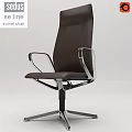Stylish Table And Chair Set Featuring Brown Leather Swivel Chair With Chrome Frame Design
