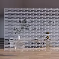 White Brick Pattern Room Partition In Modern Interior With Wooden Floor And Green Plant