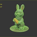 Cute Rabbit Sculpture Holding Orange Carrot And Standing On Round Base