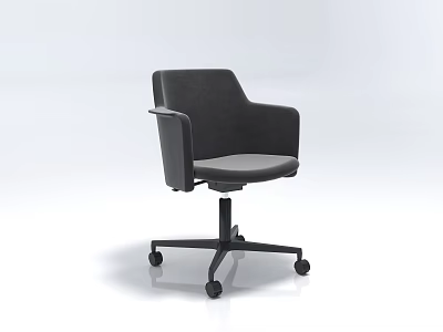 Ergonomic Black Office Chair With Armrests And Swivel Wheels Modern Design 3d model