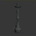 Gray Hookah Pipe with Long Hose and Smooth Curved Design on Dark Surface