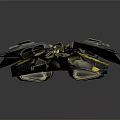 Advanced Futuristic Interstellar Spaceship Design With Sleek Metallic Body And Yellow Accents