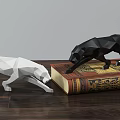Modern Geometric Animal Ornament Set Black White Minimalist Decorative Figurines for Home Tabletop