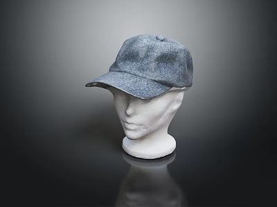 Gray Fabric Baseball Cap Showcased On Mannequin Head With Structured Brim Against Dark Background 3d model
