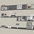 Minimalist Wall Mounted Bookshelf with Books Magazines Framed Art and Decorative Items in Neutral Tones