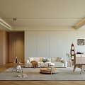 Modern Minimalist Living And Dining Room Interior With Beige Sofa Coffee Table And Decor