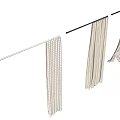 Elegant Beige Striped Curtains Draped On White And Black Rods