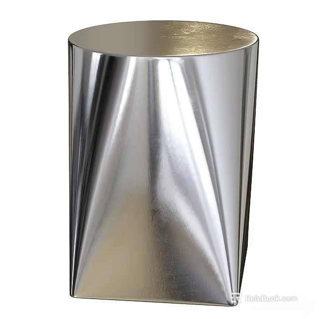 Elegant Modern Single Chair With Metallic Shiny Surface And Curved Structure 3d model 