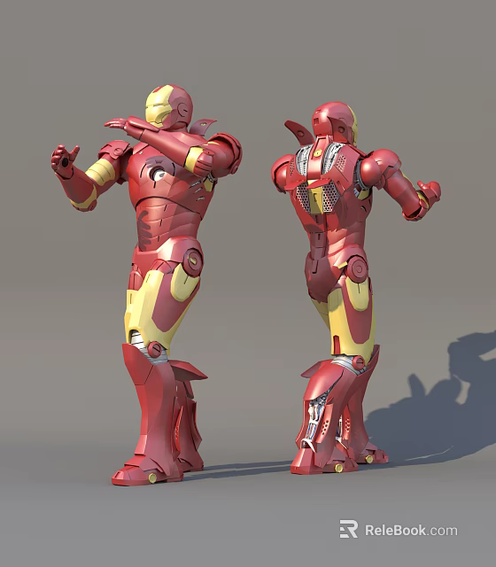 Iron Man 3D Model Detailed Front and Back Views in Red and Gold Armor 3d model 