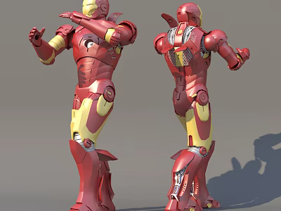 Iron Man 3D Model Detailed Front and Back Views in Red and Gold Armor 3d model