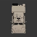 Beige Military Style Utility Vehicle with Roof Mounted Equipment and Antennas