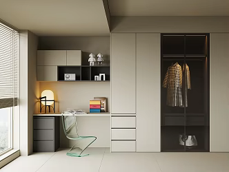 Modern desk integrated cabinet 3d model