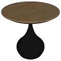 Modern Round Side Table With Wooden Top And Black Spherical Base 3d model