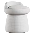Elegant Upholstered Stool With Floral And Bird Pattern On Neutral Beige Fabric