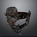 Intricate Medieval Style Metal Weapon Gauntlet With Sharp Spikes And Bloodstains Details