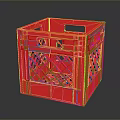 Red Plastic Storage Box With Lattice Design And Handle For Daily Household Essentials