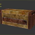 Vintage Rustic Wooden Storage Box With Yellow Red Wood Grain For Home Decor