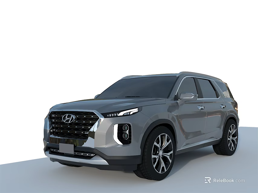 Hyundai Silver Gray SUV Car With Modern Design LED Headlights And Alloy Wheels 3d model 