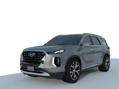 Hyundai Silver Gray SUV Car With Modern Design LED Headlights And Alloy Wheels 3d model