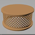 Orange Round Table With Lattice Pattern Base Modern Home Furniture