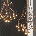 Modern Geometric Chandelier Design With Metallic Frame And Illuminated Bulbs For Interior Decor