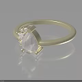 Silver Ring With Teardrop Gemstone And Inlaid Decorative Design 3d model