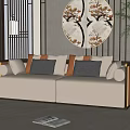 New Chinese-style double sofa 3d model