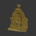 Garden Ornament Classical Stone Design With Arched Structure Top Urn And Water Basin