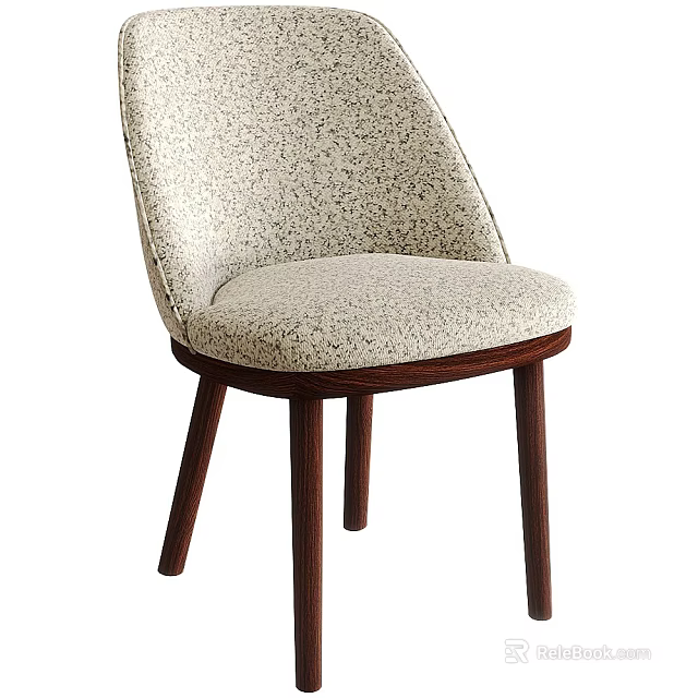 Modern Leisure Accent Chair With Textured Fabric Upholstery And Wooden Legs 3d model 