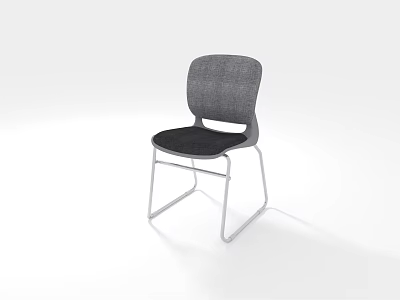 Modern Leisure Chair With Gray Fabric Backrest Black Seat And Silver Metal Frame 3d model