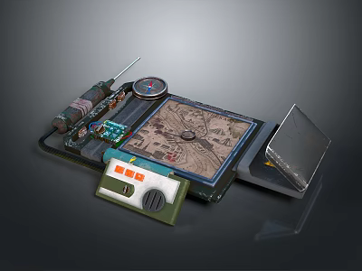 Modern Tactical Weapon System With Integrated Map Display And Communication Tools 3d model