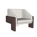 Modern Single Sofa Design With Brown Gray Fabric And Square Armrest Base 3d model