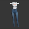 White Fitted Tight Top With Blue Slim Fit Jeans Fashion Outfit