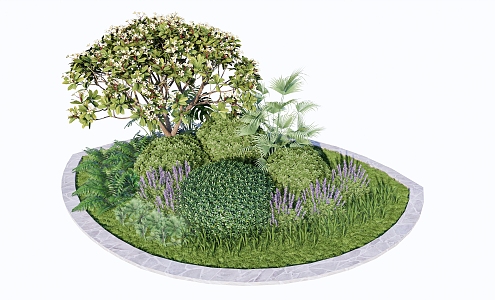 Modern plant pile flowers and plants combination plant flower border 3d model