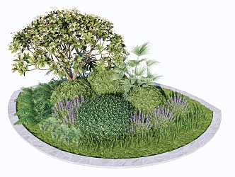 Modern plant pile flowers and plants combination plant flower border 3d model