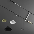 Modern Lighting Combination With Conical Pendant Lights White Gold Black Shades And Ceiling Track Spotlights