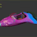 Vibrant Pink and Blue Concept Car with Transparent Canopy Orange Seat and White Patterns