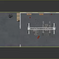 Military Vehicle Repair Workshop With Overhead Crane Tools And Gray Garage Walls