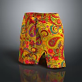 Vibrant Colorful Patterned Summer Shorts For Casual Wear With Paisley Design