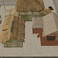 Rural Thatched Houses With Traditional Wooden Structures And Straw Roofs