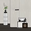 Modern Abstract Painting Display In Interior With Art Sign Vase And Decorative Columns