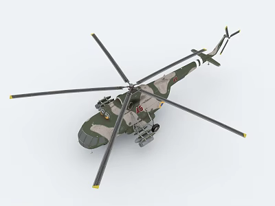 Detailed Military Style Camouflage Helicopter With Multiple Rotors And Body Emblem 3d model