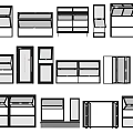 Various Modern Storage Cabinet Designs With Glass Doors And Multiple Sizes 3d model