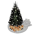 Decorated Christmas Tree With Festive Lights And Gift Boxes On Round Base 3d model