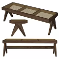 Modern Wooden Stool And Bench With Woven Seat Design For Home Decor