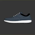Blue Low Top Casual Sneakers With White Laces White Soles And Black Accents