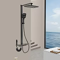 Modern Wall Mounted Handheld Shower Head in Bathroom with Sea View and Window