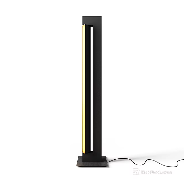 Sleek Modern Floor Lamp With Black Frame Gold Accent And LED Light Design 3d model 