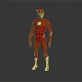 The Flash Superhero Character In Red Suit With Gold Lightning Details For Game And Movie
