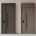 Two Dark Gray Modern Security Doors With Sleek Handles And Secure Locks 3d model